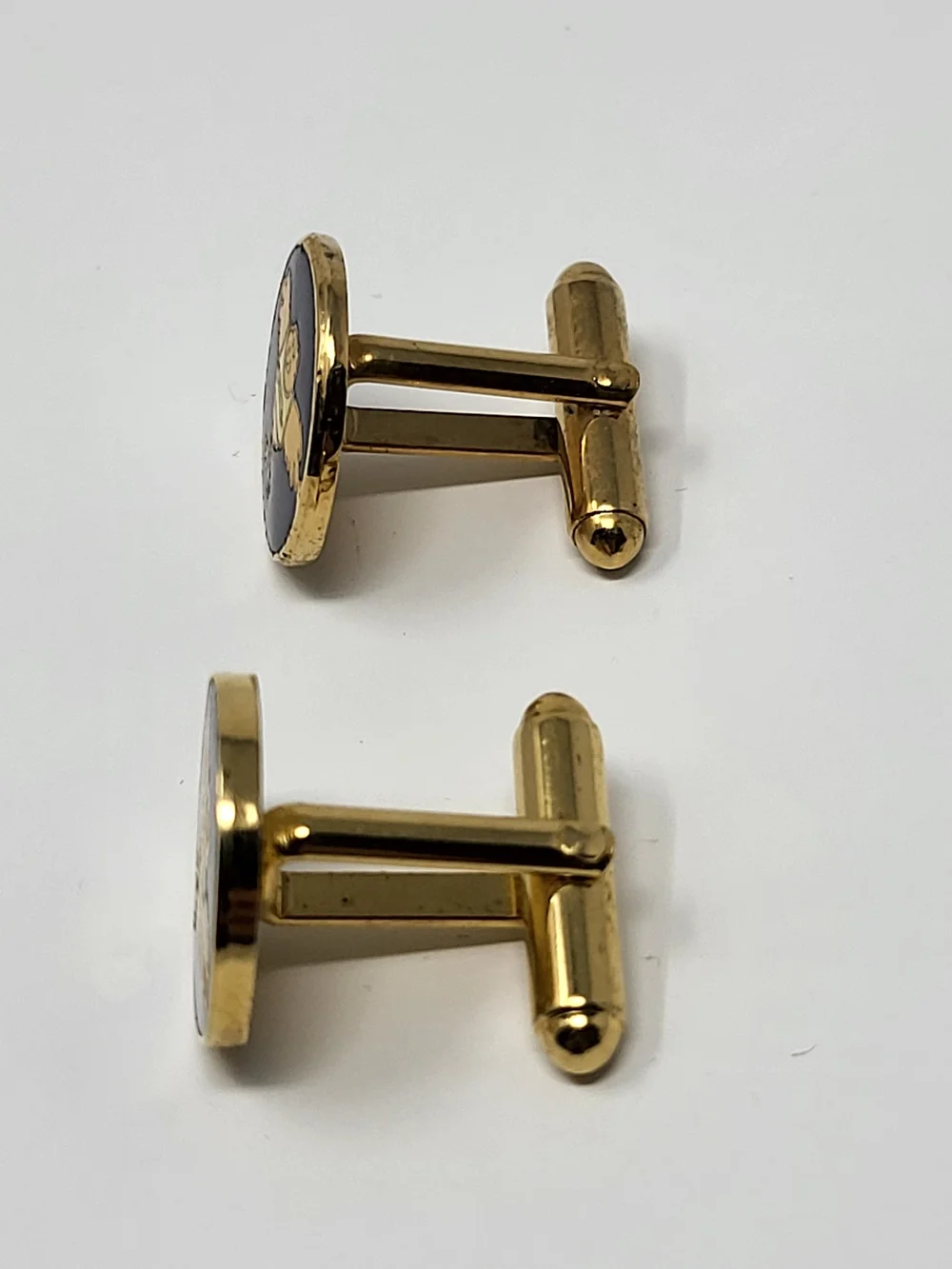 Gold and Navy Cartoon Bird Cuff Links - Men Accessories